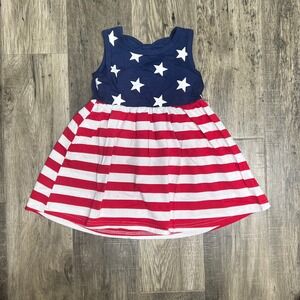 Toddler Girls Patriotic Dress Stars Stripes Red White Blue 4th of July 18-24M